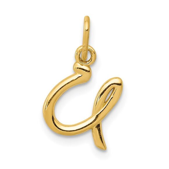 14k Yellow Gold, Claire Collection Mini Lower Case Initial U Charm - Picture 1 of 5